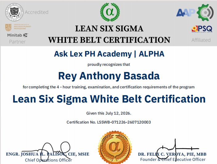 Lean Six Sigma White Belt Certificatin