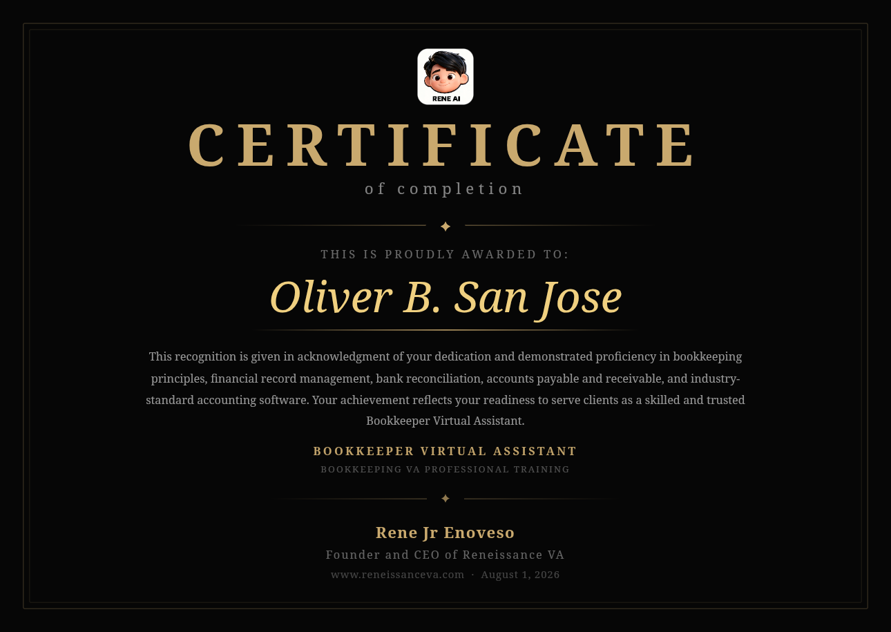 Bookkeeper Virtual Assistant