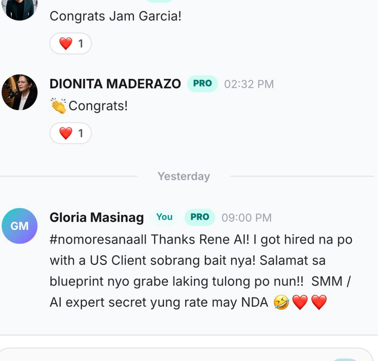 Hired VA testimonial